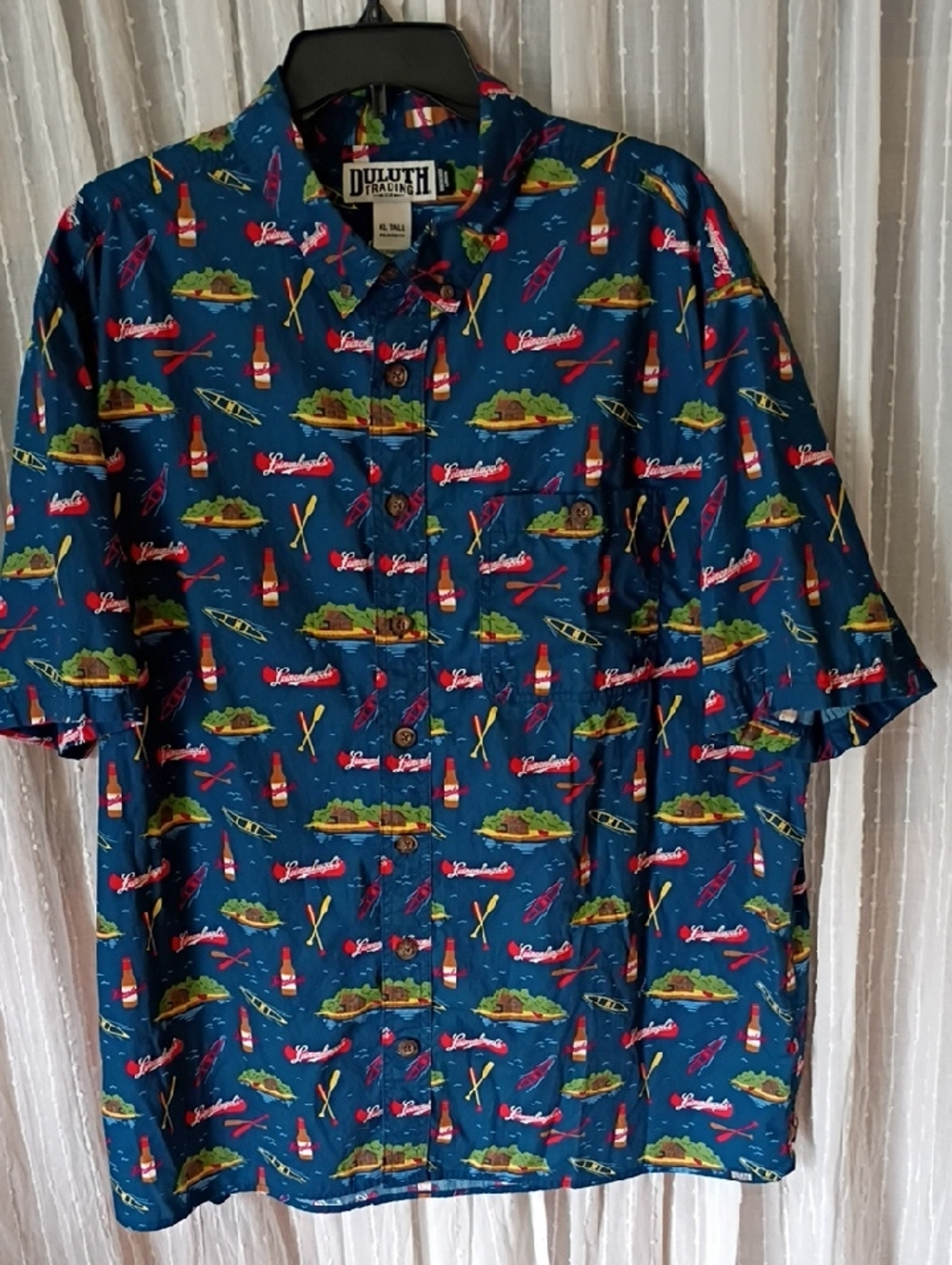 Duluth Trading Novelty Beer Fishing Outdoor Print Button-Up Shirt XL Tall NWOT